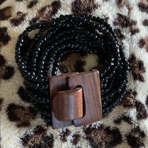 Last chance🦋Stretchy black beads and wooden clasp